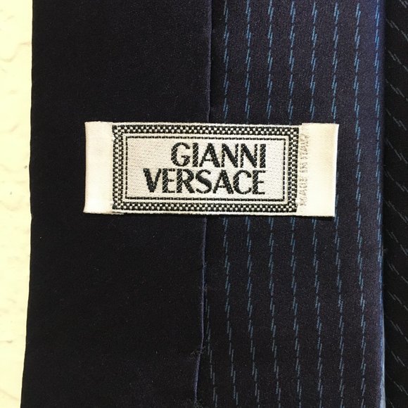 Gianni Versace Authentic Silk Men's Necktie Blue Made in Italy - Picture 6 of 11